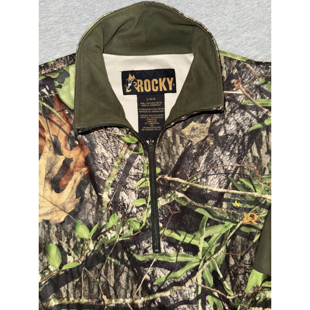 Rocky Mens Mossy Oak Camo 1/4 Zip Pullover ScentIQ Size Large Hunting Heavy Warm